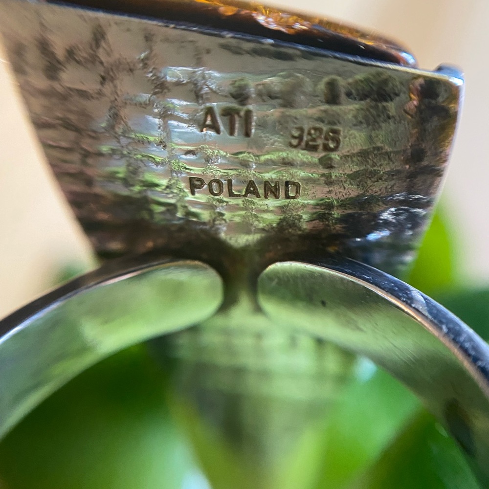 Green Amber sterling silver ring - Picture 11 of 12